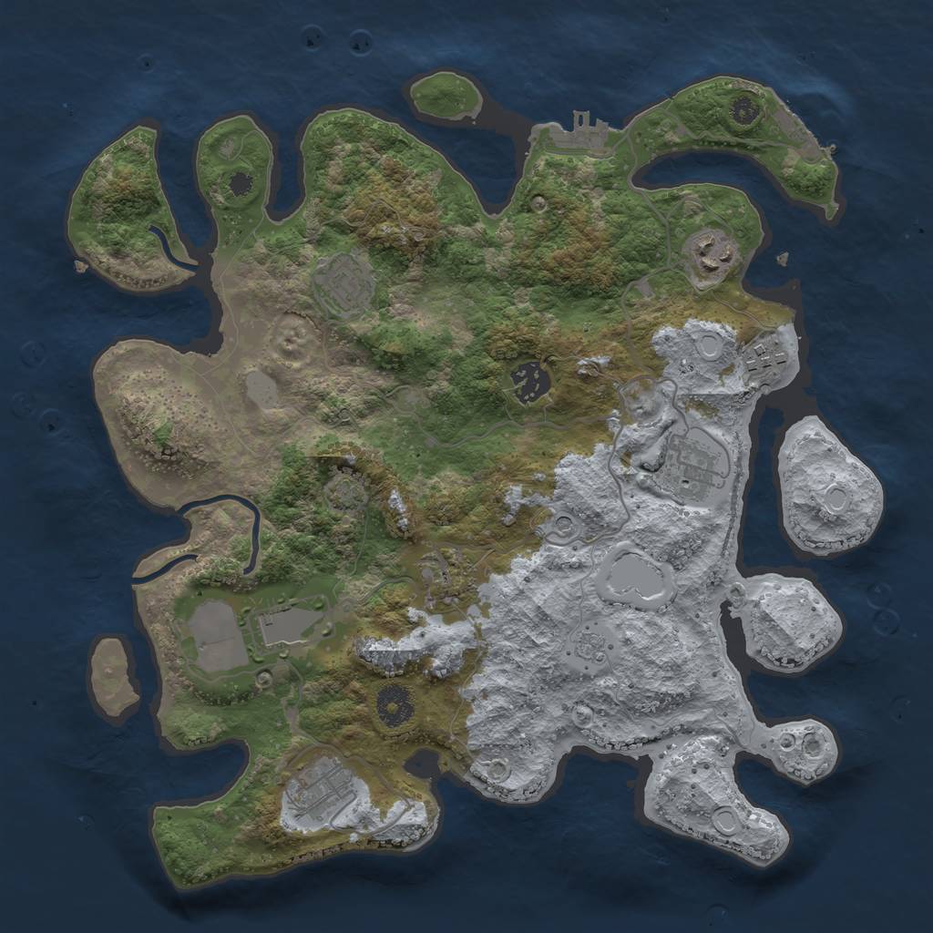 Rust Map: Procedural Map, Size: 3500, Seed: 2116733, 16 Monuments
