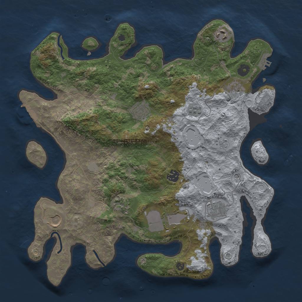 Rust Map: Procedural Map, Size: 3750, Seed: 508620145, 16 Monuments