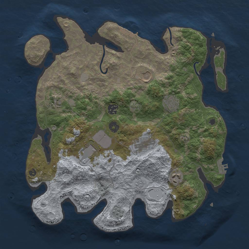 Rust Map: Procedural Map, Size: 3500, Seed: 877996146, 14 Monuments