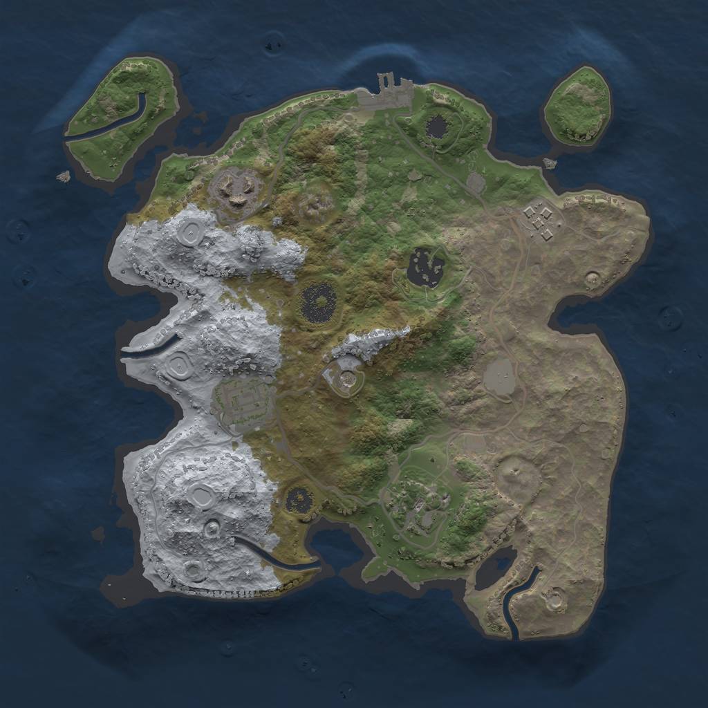Rust Map: Procedural Map, Size: 2750, Seed: 2097729171, 10 Monuments