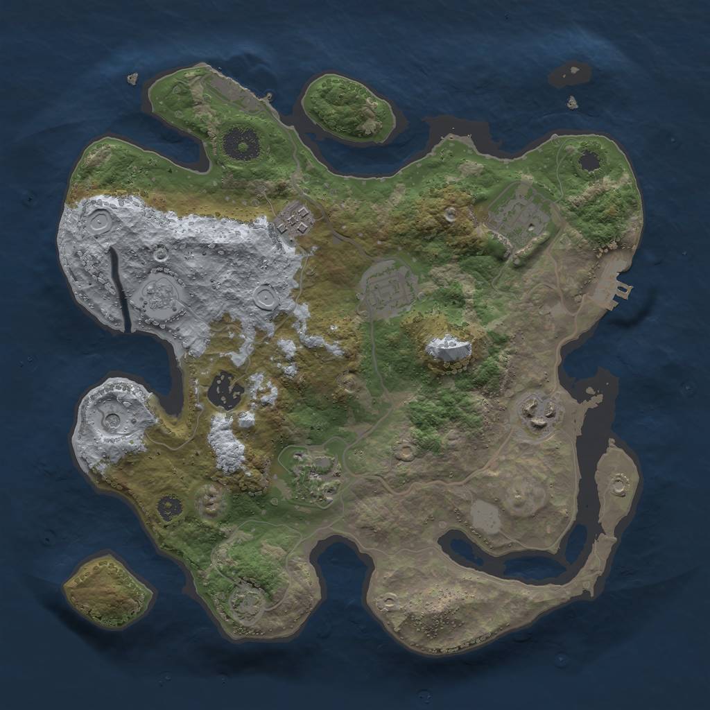 Rust Map: Procedural Map, Size: 3000, Seed: 4130034, 13 Monuments