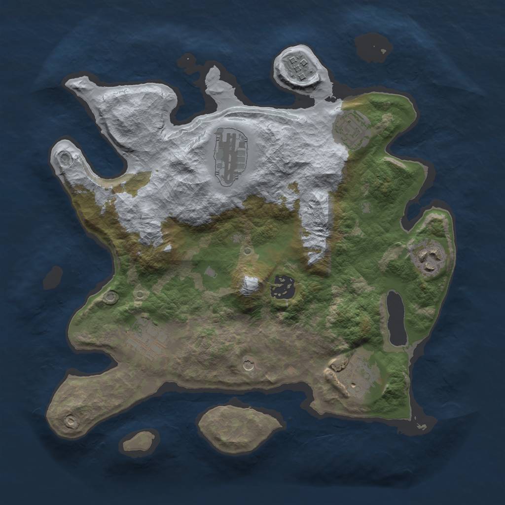 Rust Map: Barren, Size: 3000, Seed: 2084003980, 10 Monuments