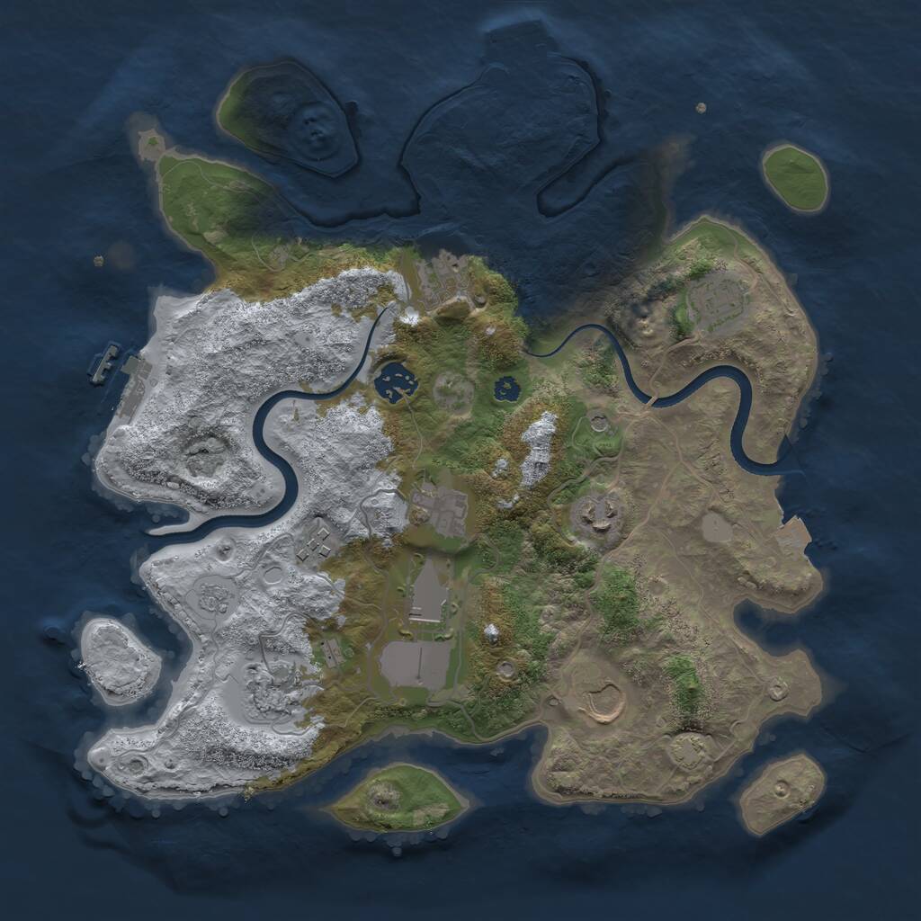 Rust Map: Procedural Map, Size: 3500, Seed: 3404442, 15 Monuments
