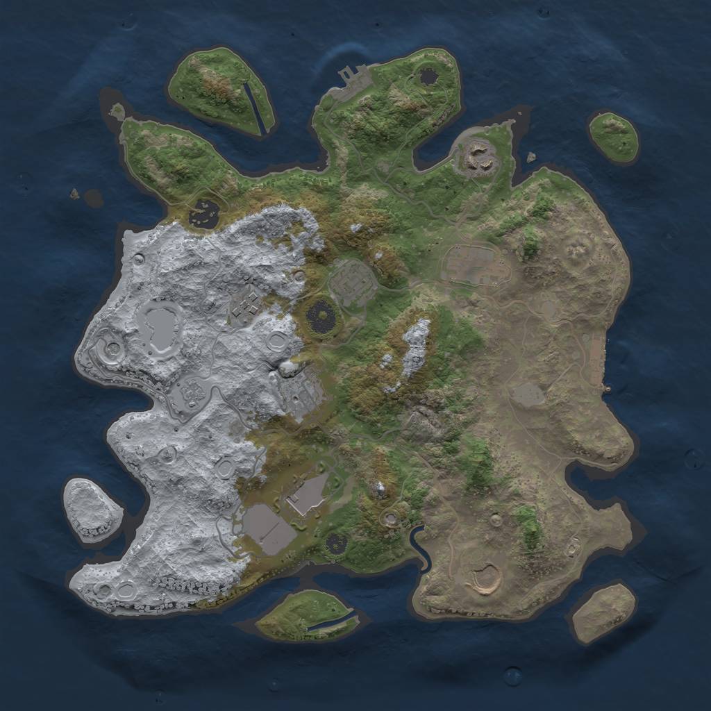 Rust Map: Procedural Map, Size: 3500, Seed: 3404442, 15 Monuments