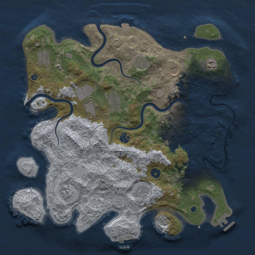 Rust Map: Procedural Map, Size: 3950, Seed: 1743041191, 17 Monuments