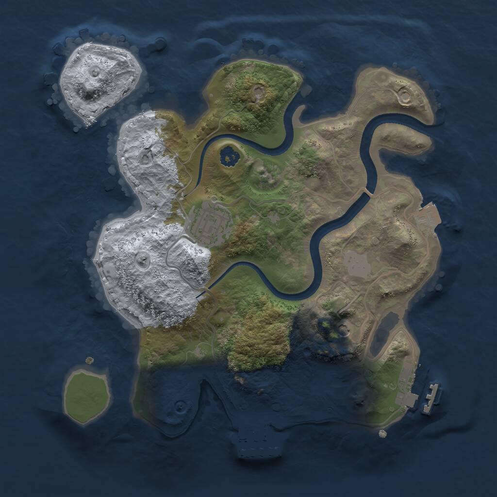 Rust Map: Procedural Map, Size: 2500, Seed: 3752268, 5 Monuments