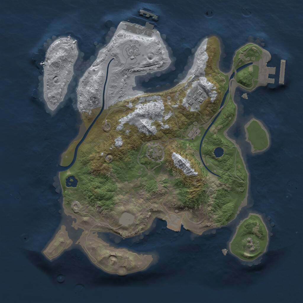 Rust Map: Procedural Map, Size: 2500, Seed: 714199, 6 Monuments