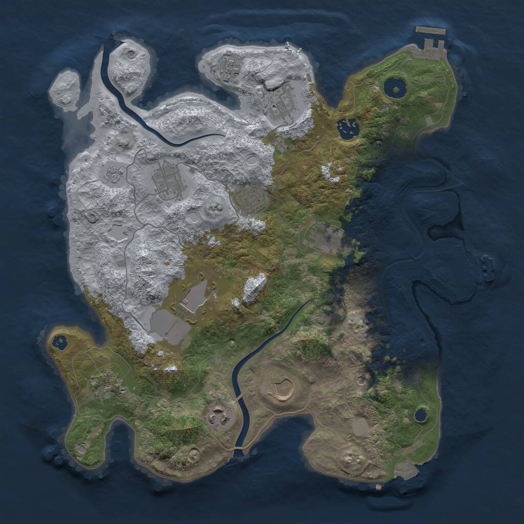 Rust Map: Procedural Map, Size: 3550, Seed: 1538155810, 16 Monuments