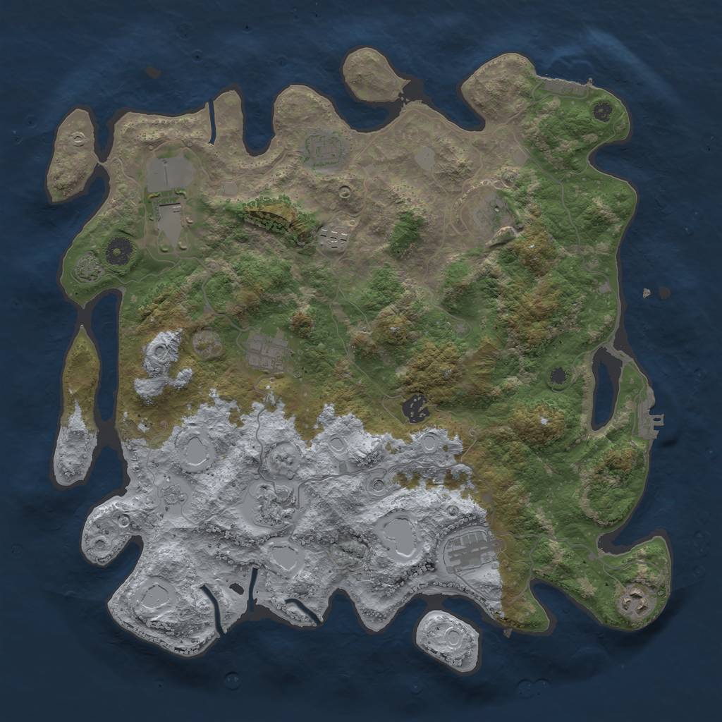 Rust Map: Procedural Map, Size: 3950, Seed: 480490920, 17 Monuments