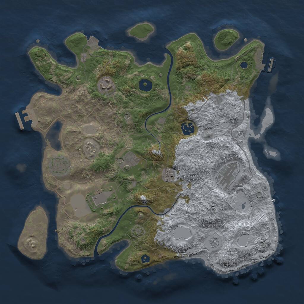 Rust Map: Procedural Map, Size: 3500, Seed: 6462091, 13 Monuments