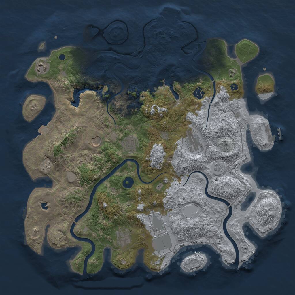 Rust Map: Procedural Map, Size: 4000, Seed: 3261041, 14 Monuments