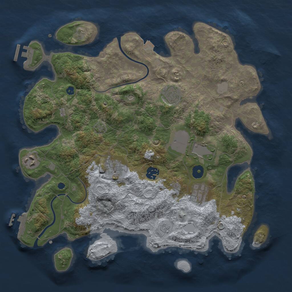 Rust Map: Procedural Map, Size: 3500, Seed: 4203, 12 Monuments