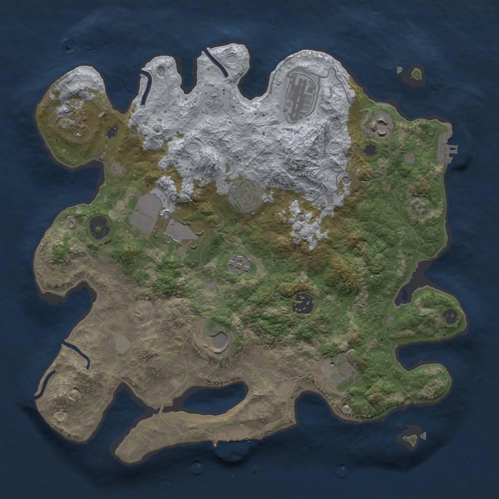 Rust Map: Procedural Map, Size: 3500, Seed: 95989684, 16 Monuments