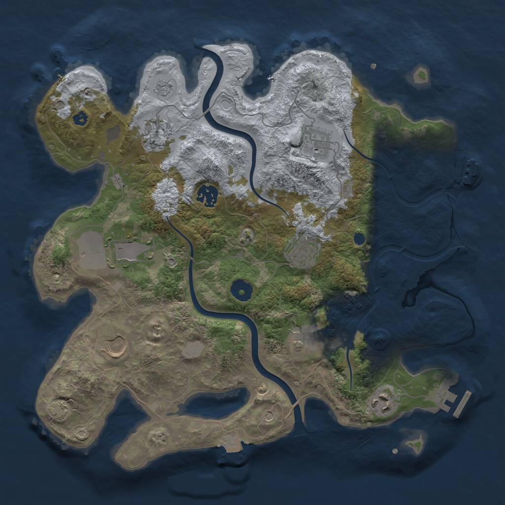 Rust Map: Procedural Map, Size: 3500, Seed: 95989684, 15 Monuments