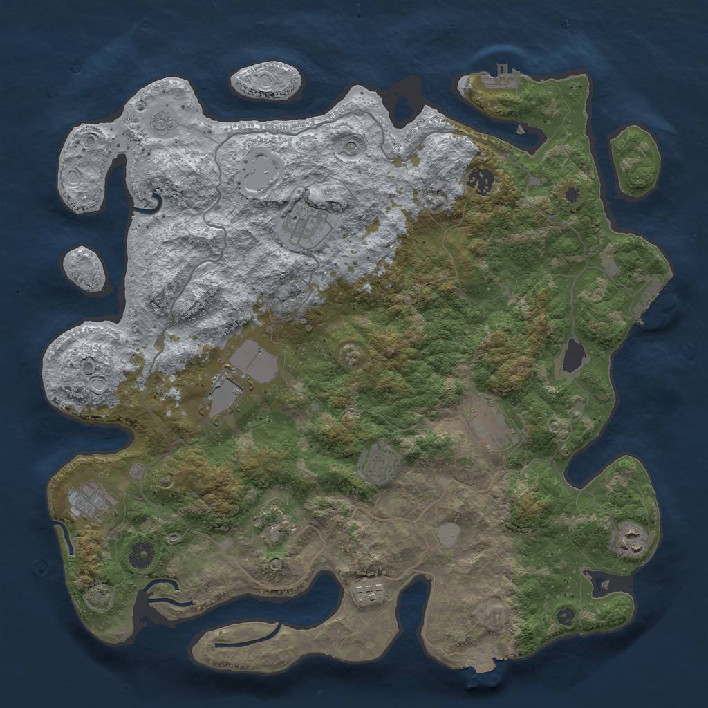 Rust Map: Procedural Map, Size: 4000, Seed: 22132, 17 Monuments
