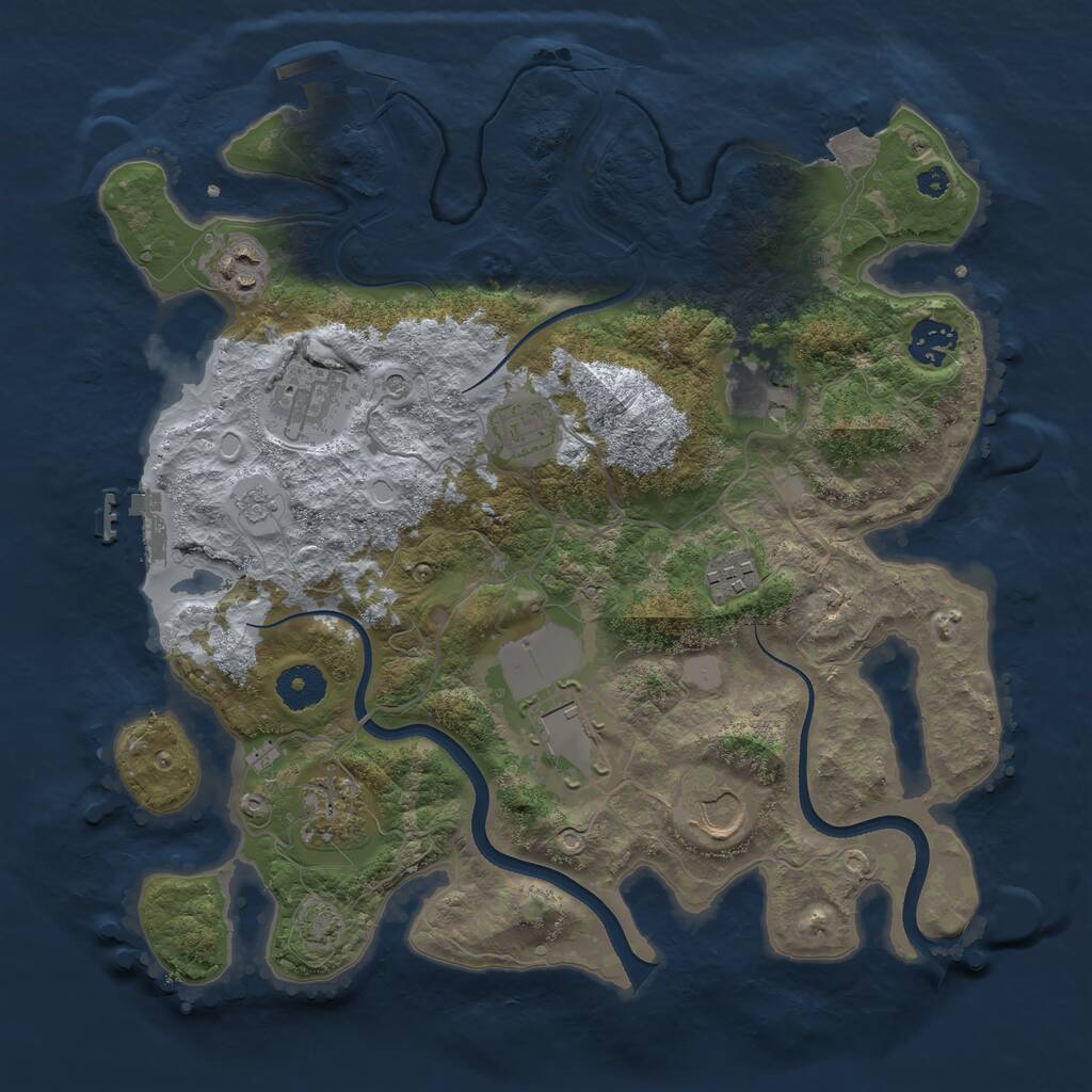 Rust Map: Procedural Map, Size: 3500, Seed: 1623135, 15 Monuments