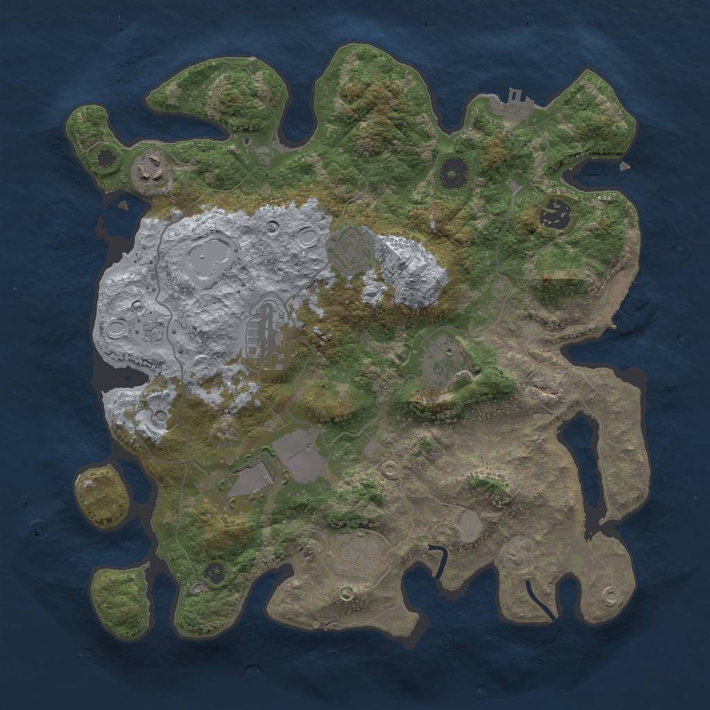 Rust Map: Procedural Map, Size: 3500, Seed: 1623135, 14 Monuments