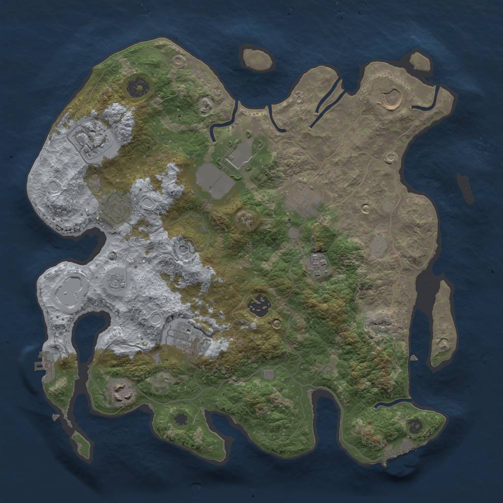 Rust Map: Procedural Map, Size: 3500, Seed: 318790, 16 Monuments