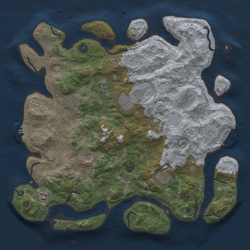Rust Map: Procedural Map, Size: 4000, Seed: 1970497590, 16 Monuments