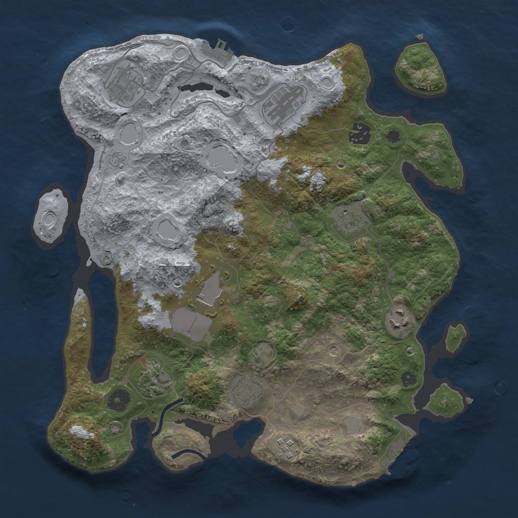 Rust Map: Procedural Map, Size: 3500, Seed: 11429, 16 Monuments