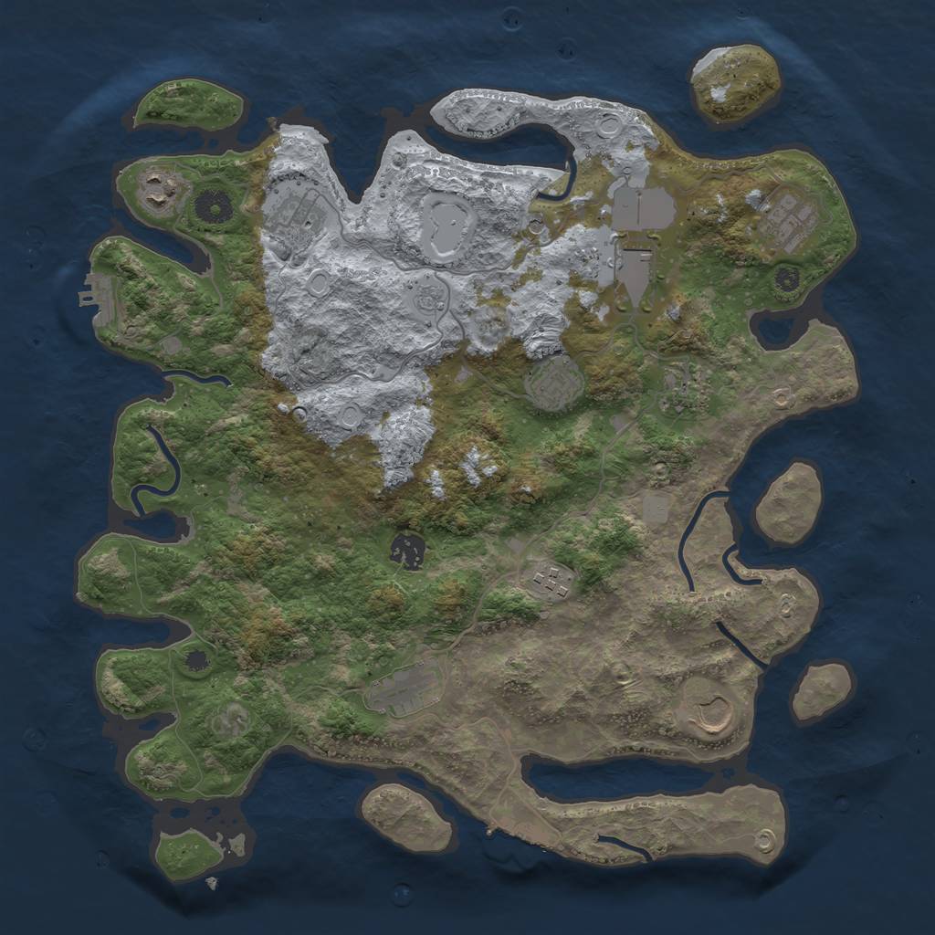 Rust Map: Procedural Map, Size: 3850, Seed: 1943768145, 17 Monuments