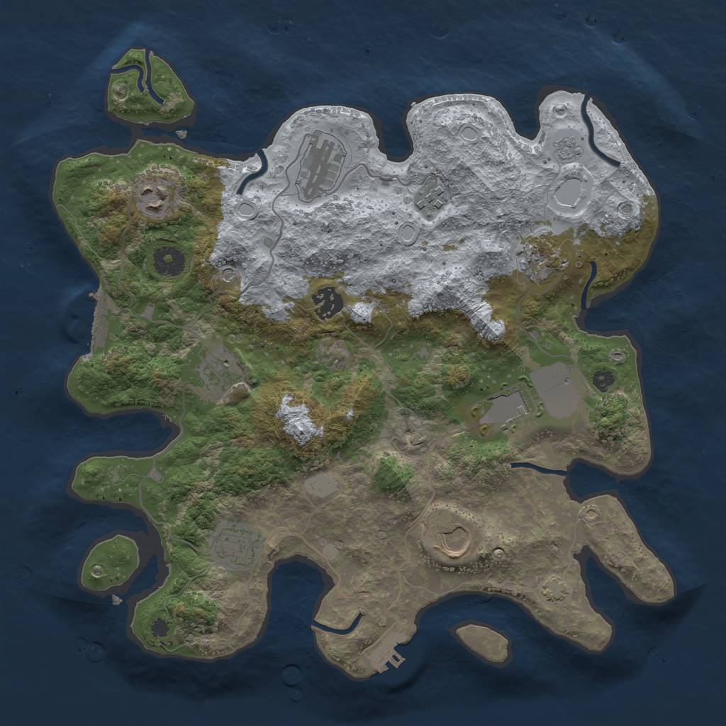 Rust Map: Procedural Map, Size: 3500, Seed: 280052, 17 Monuments