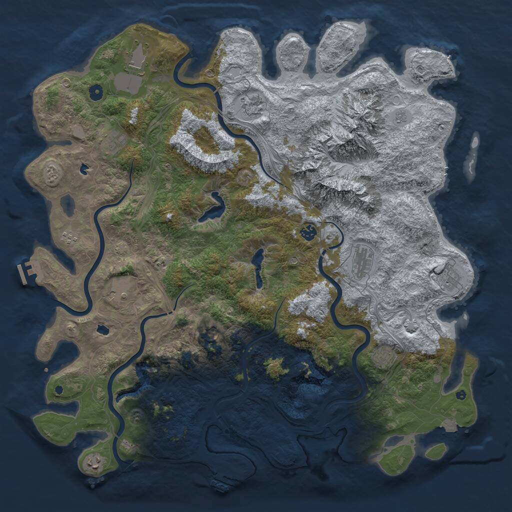 Rust Map: Procedural Map, Size: 5000, Seed: 1992, 17 Monuments