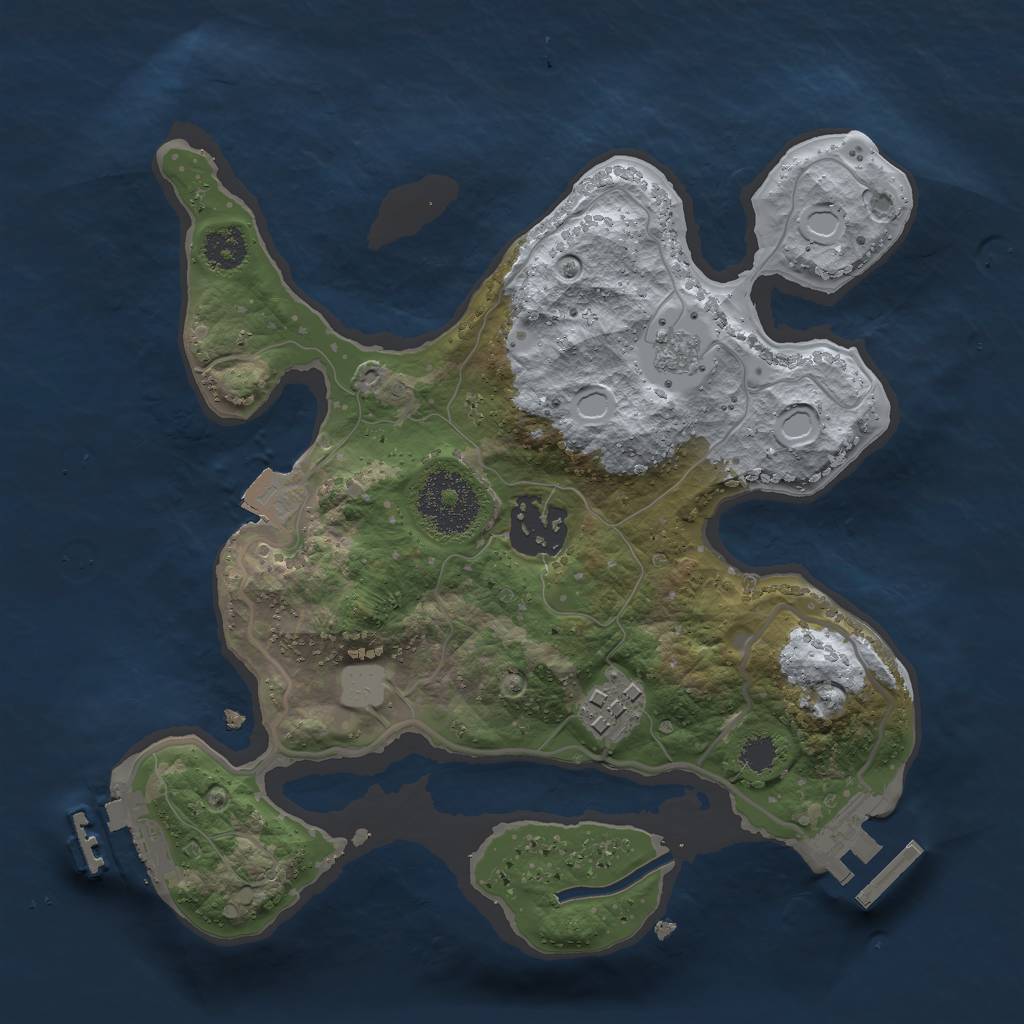 Rust Map: Procedural Map, Size: 2500, Seed: 687638538, 8 Monuments