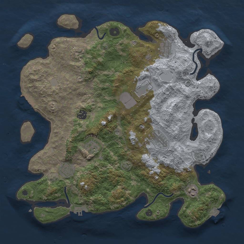 Rust Map: Procedural Map, Size: 3800, Seed: 3364097, 17 Monuments