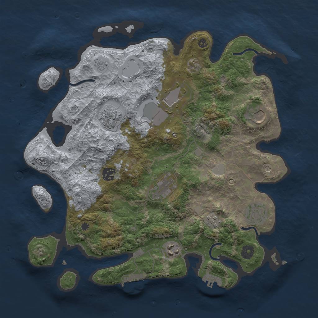 Rust Map: Procedural Map, Size: 3500, Seed: 1905214595, 15 Monuments