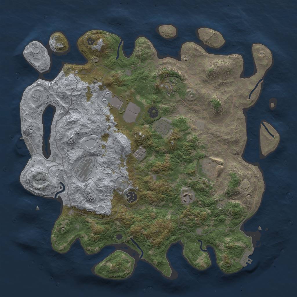 Rust Map: Procedural Map, Size: 4000, Seed: 301247801, 16 Monuments