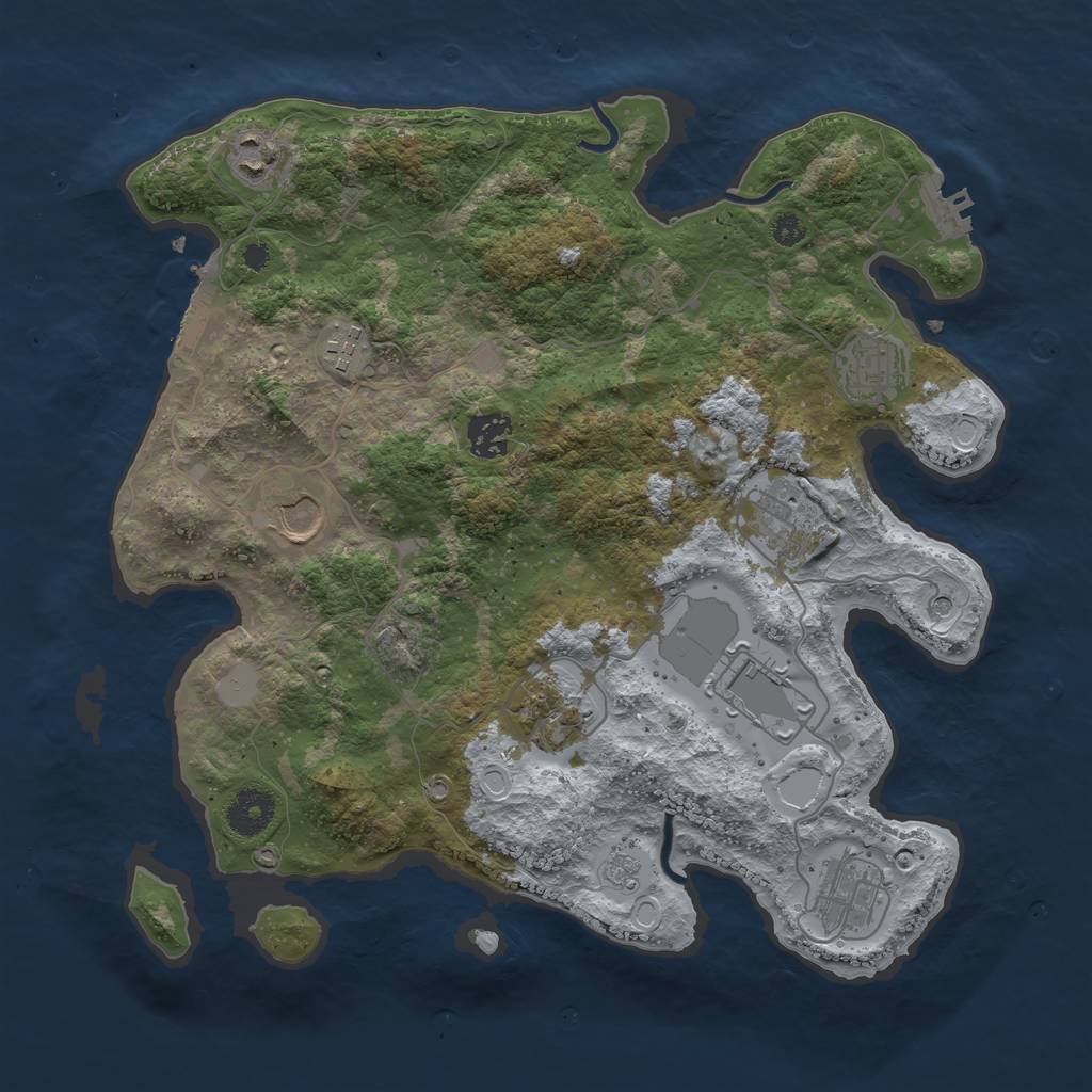 Rust Map: Procedural Map, Size: 3500, Seed: 1356497, 16 Monuments