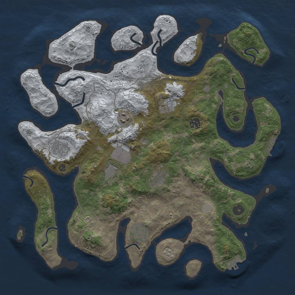 Rust Map: Procedural Map, Size: 4000, Seed: 1666880121, 17 Monuments