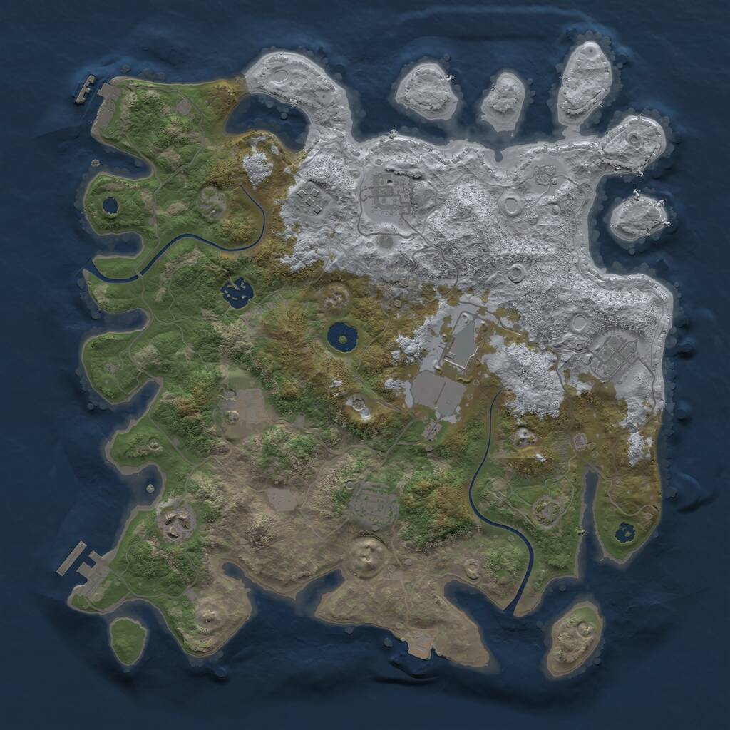 Rust Map: Procedural Map, Size: 3700, Seed: 617163853, 14 Monuments