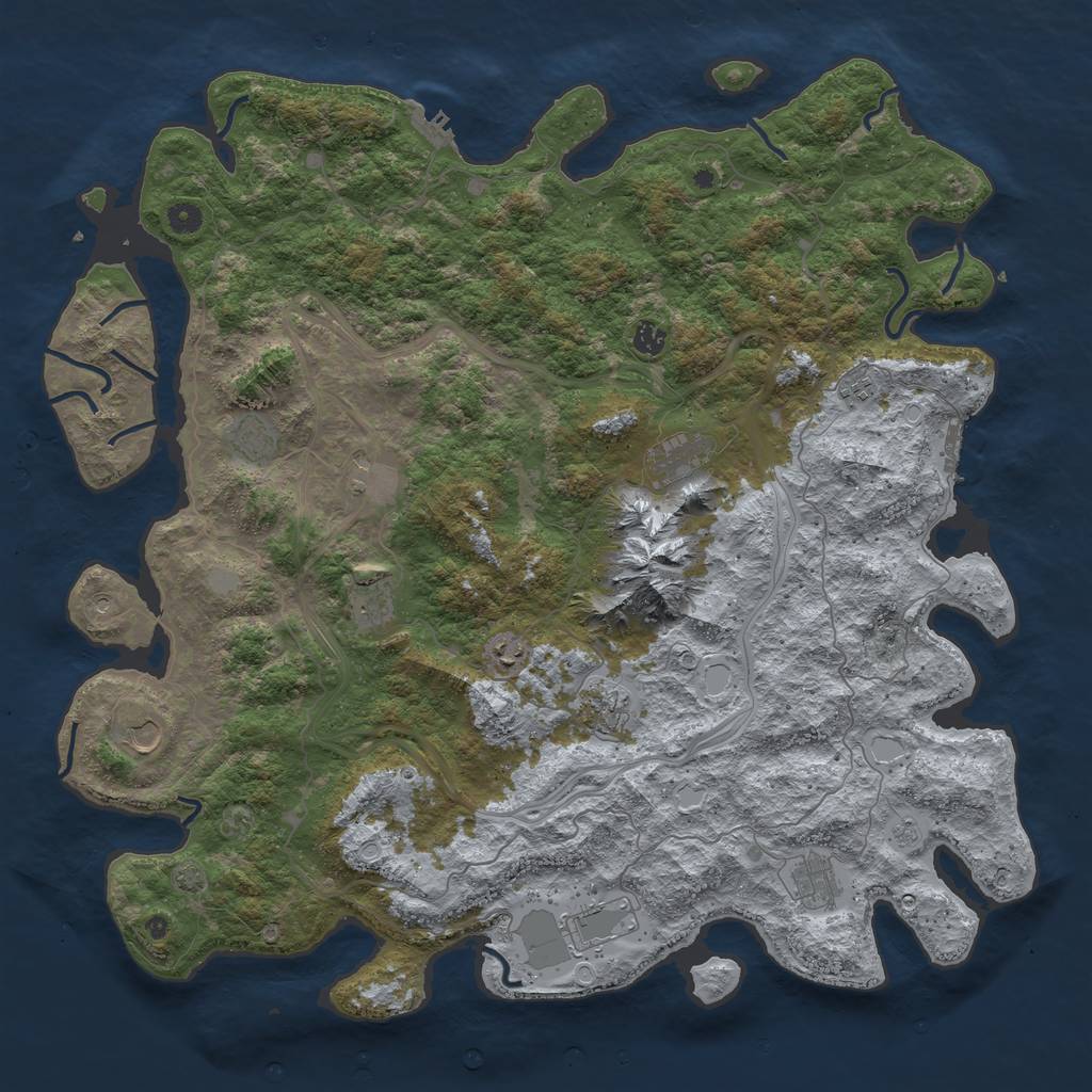 Rust Map: Procedural Map, Size: 5000, Seed: 2896349, 18 Monuments