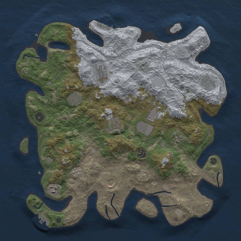 Rust Map: Procedural Map, Size: 4000, Seed: 770952721, 17 Monuments