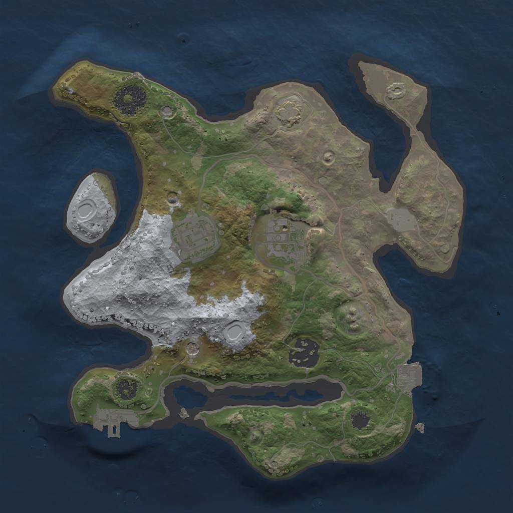Rust Map: Procedural Map, Size: 2500, Seed: 9900001, 9 Monuments