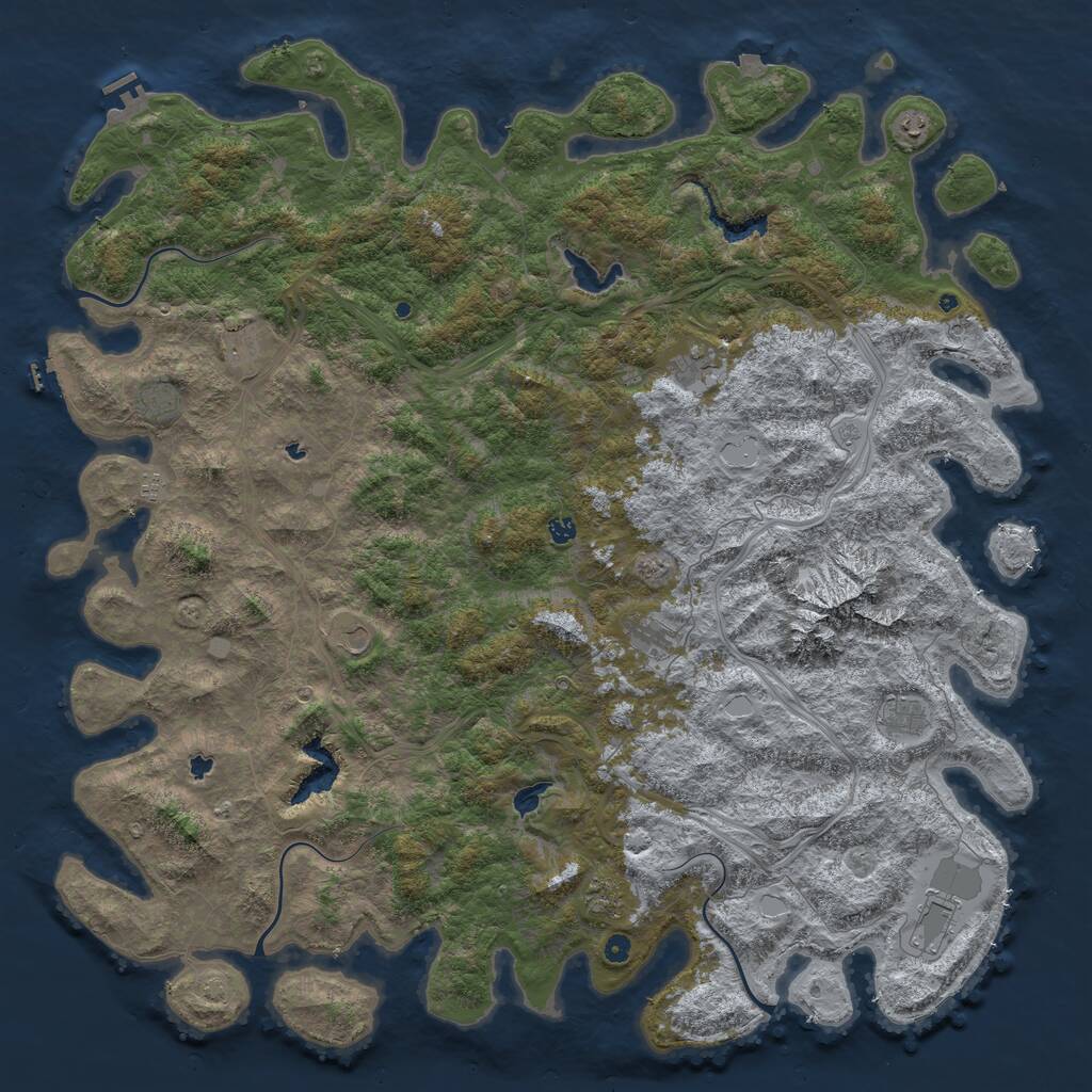 Rust Map: Procedural Map, Size: 6000, Seed: 559554, 17 Monuments
