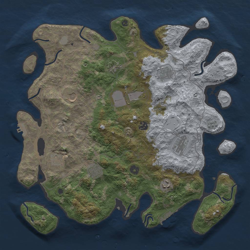 Rust Map: Procedural Map, Size: 4000, Seed: 1593459382, 17 Monuments