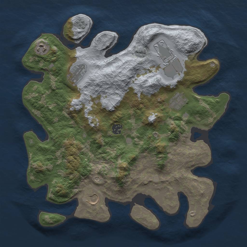 Rust Map: Barren, Size: 3500, Seed: 643798944, 10 Monuments