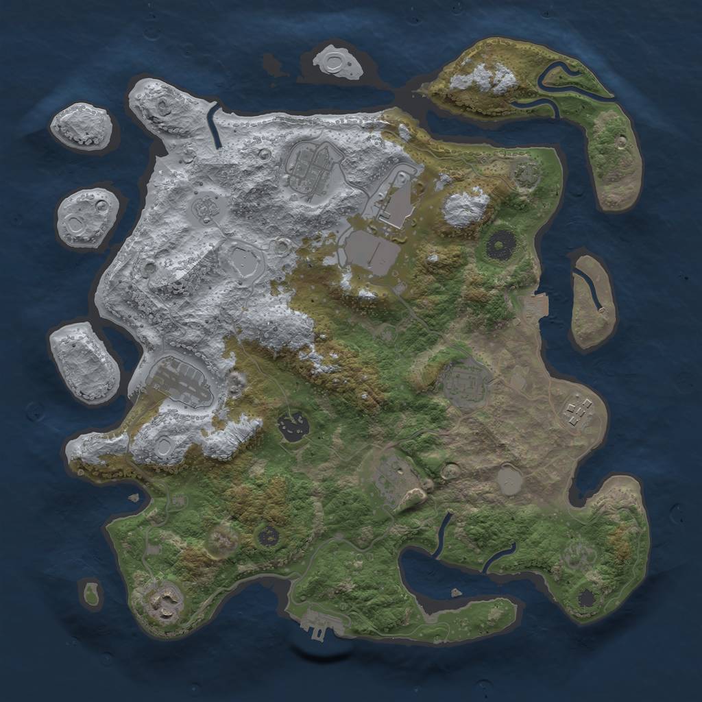 Rust Map: Procedural Map, Size: 3500, Seed: 395301364, 14 Monuments