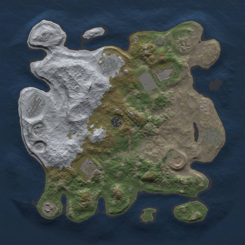 Rust Map: Barren, Size: 3500, Seed: 247145767, 14 Monuments