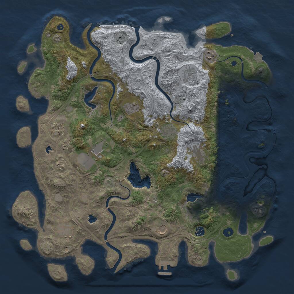 Rust Map: Procedural Map, Size: 4500, Seed: 102128, 16 Monuments