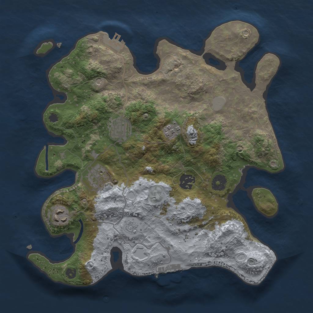 Rust Map: Procedural Map, Size: 3000, Seed: 3244323, 12 Monuments