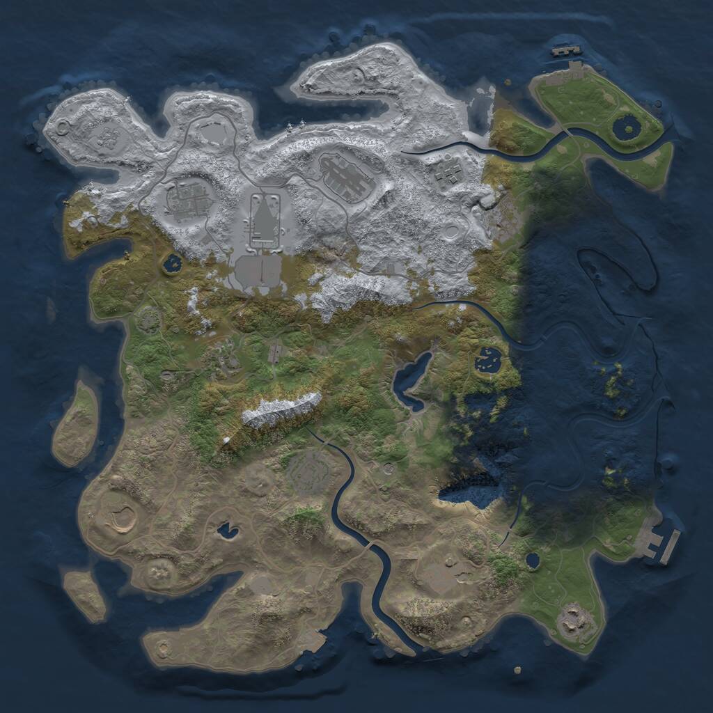 Rust Map: Procedural Map, Size: 4000, Seed: 1124670403, 17 Monuments