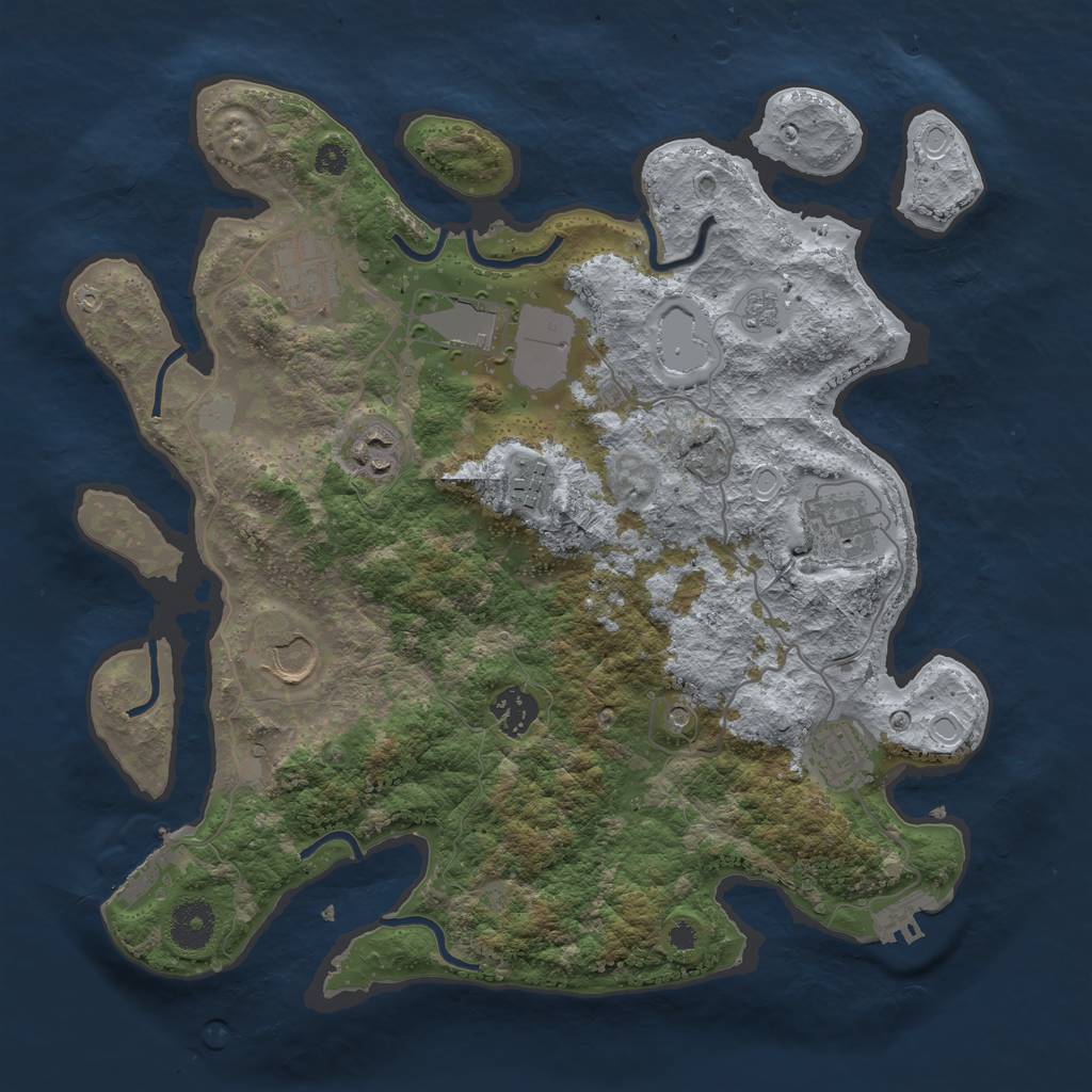 Rust Map: Procedural Map, Size: 3500, Seed: 1126843804, 15 Monuments