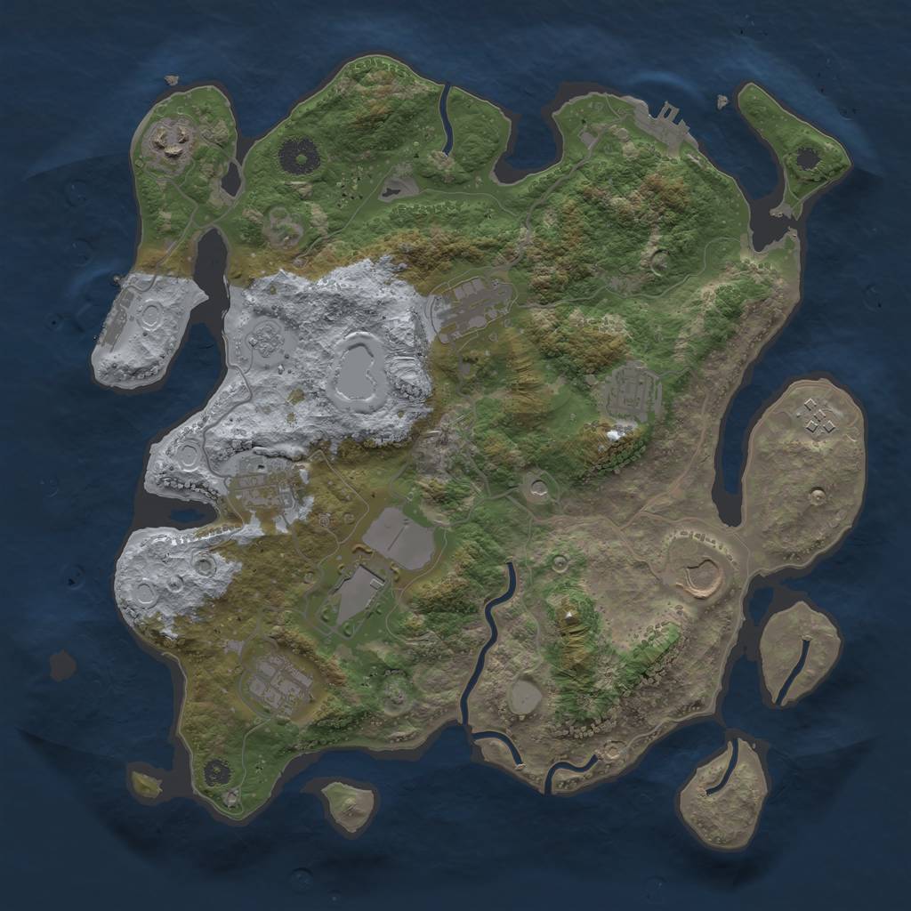 Rust Map: Procedural Map, Size: 3500, Seed: 3080295, 15 Monuments