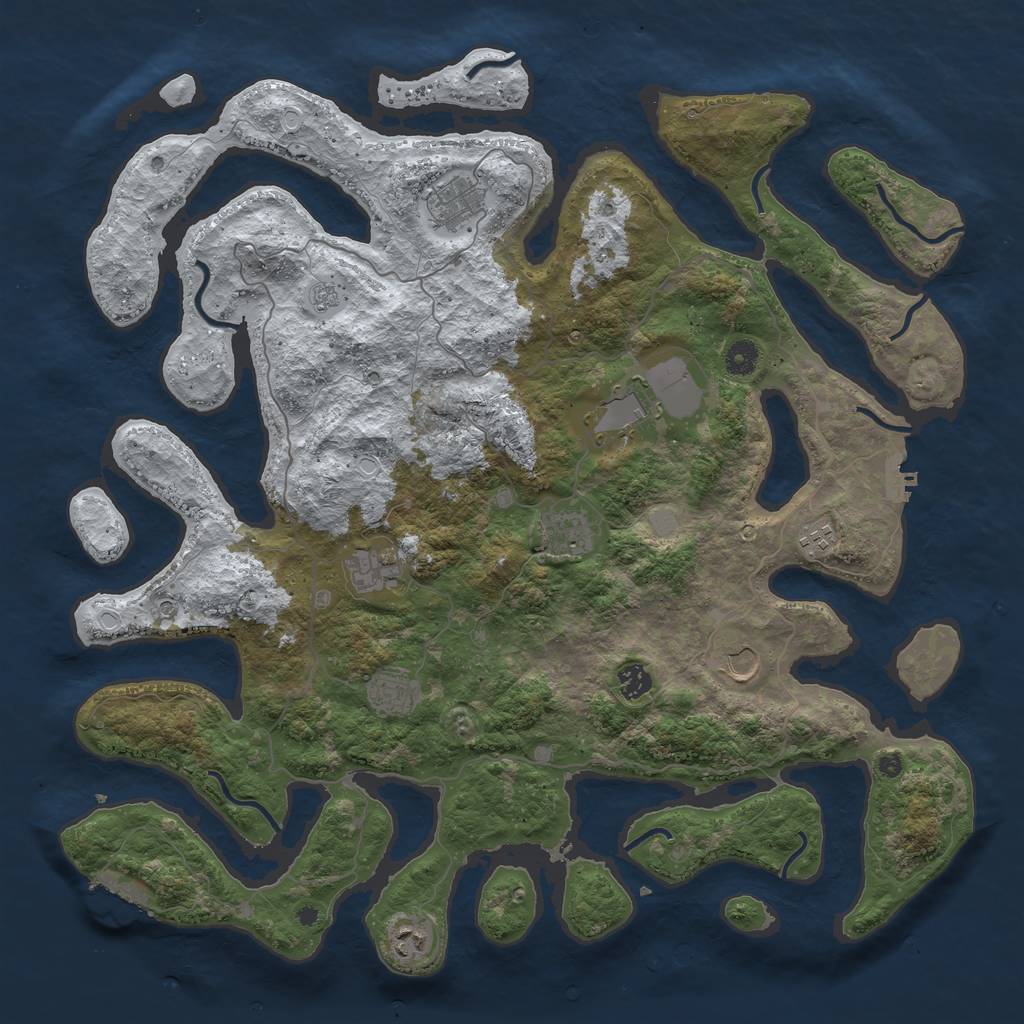 Rust Map: Procedural Map, Size: 4500, Seed: 3604062, 18 Monuments