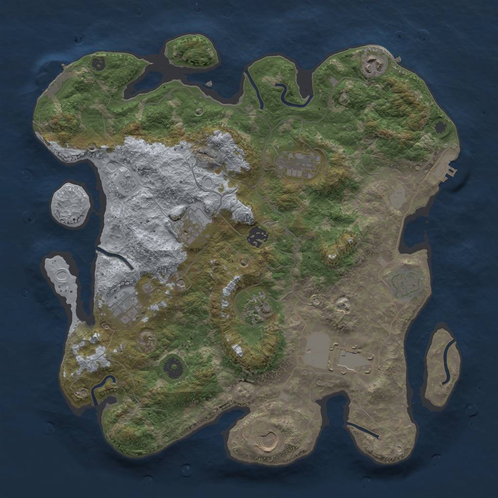 Rust Map: Procedural Map, Size: 3733, Seed: 2707, 16 Monuments