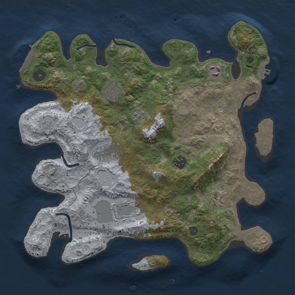 Rust Map: Procedural Map, Size: 3500, Seed: 518446582, 14 Monuments